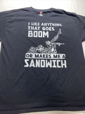 Camiseta I Like Anything That Goes Boom Negra Para Hombre Talla Grande Divertida Hanes Foto 1 de 4