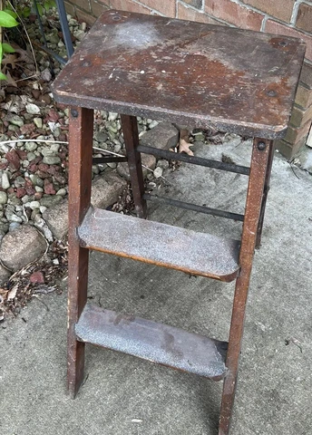 Antique Hincher Manufacturing Washington Indiana Foot Stool Ladder Rare Cover