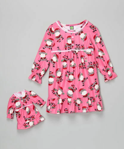 Dollie & Me Talla 8 y 18" Muñeca Camisón a Juego Ajuste American Girls Santa  Foto 1 de 1