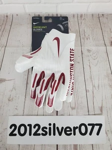 Size 3XL Nike Men's Washington State Vapor Knit PE Football Gloves White/Red NEW - Picture 1 of 5
