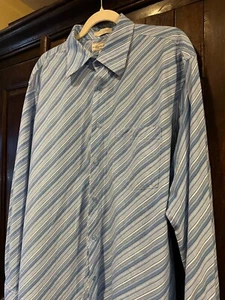 EIGHTY EIGHT BUTTON DOWN SHIRT Men's XL Blue Diagonal Stripes Long Sleeve 80's - Picture 1 of 5