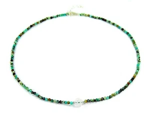 Afrikanischer Türkis facettierte Kugelform Ø3 mm mit Bergkristall 925 Silber - Picture 1 of 4