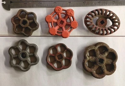 6 Manijas de grifo de agua vintage / válvula de vapor / perillas Steampunk / industrial Foto 1 de 2