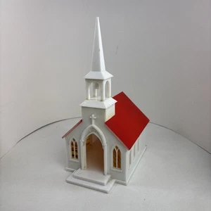 Vintage Bush Plastic Church Red Roof Chicago MCM Christmas add your own light - Picture 1 of 10