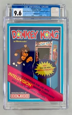 Donkey Kong CGC 9.6 SEALED Intellivision Hangtab Flip Lid Blue/Yellow Sticker - Image 1 of 4