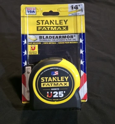 Fita magnética Stanley Fat Max medida 25 pés ferramenta de medição rolo régua trava. Novo! - Imagem 1 de 2