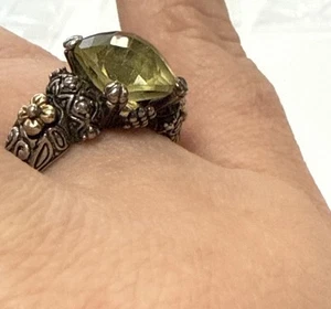 Barbara Bixby Sterling Silver 925 / 18k Yellow Gold Lemon Quartz Ring Size 9 - Picture 1 of 7