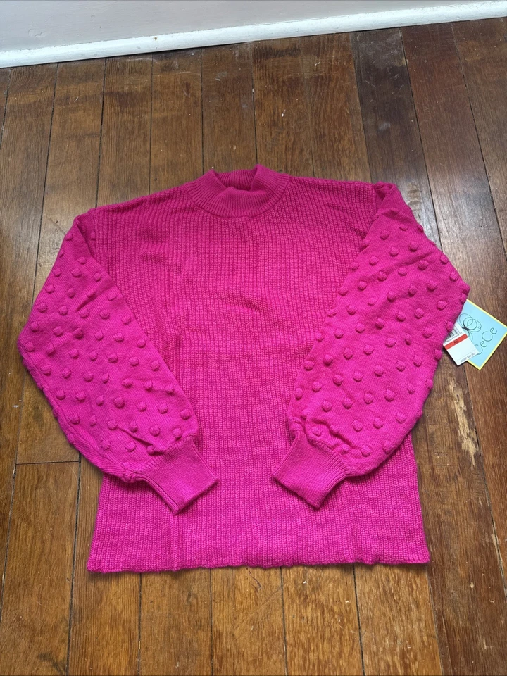 CeCe女式粉色XS毛衣-趣味袖 — 第 1/4 张图片