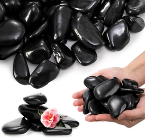 15LBS Black River Rock, 1-2 Inch Pebbles for Plants, Natural Polished Decorative - Picture 1 of 12