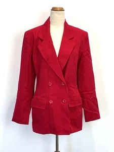 Vintage Portfolio Aus Womens Jacket 10 M Red Long Padded Sleeve Pure Wool Formal - Picture 1 of 11
