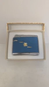 Vintage Blue and Silver Minuet Slim Lighter Made in Japan Minuet -5 W/ Box  - Picture 1 of 11