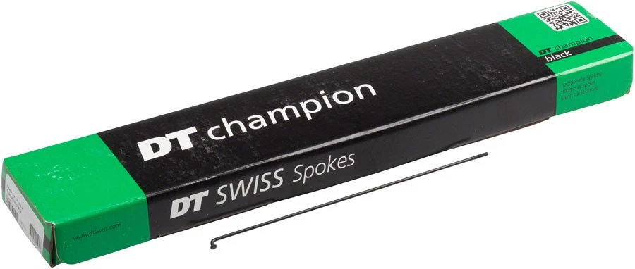 Radios DT Swiss Champion: 2,0 mm, 300 mm, curva en J, negro, caja de 100 Foto 1 de 1