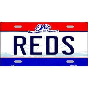 MLB Reds License Plate Tag Metal Cincinnati Wall Sign Baseball White New - Picture 1 of 3