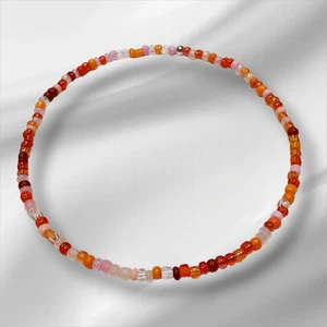 BUY 1 GET 1 FREE REDS PINK ORANGE MULTI MIX SEED BEADED STRETCH ANKLET - 24CM - Picture 1 of 2