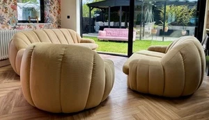 Pierre Cardin, Beige, 3 Piece Suite, Armchair, 2 Seater, 3 Seater Sofas 1970's - Picture 1 of 11
