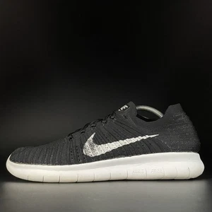 Nike Free RN Flyknit Men's Size 11 Black White Running Shoe Athletic Sneaker EUC - Picture 1 of 9