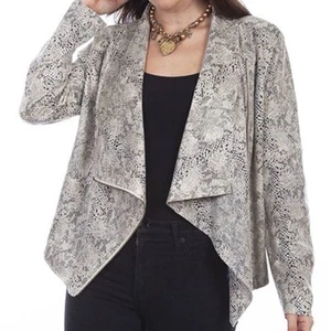 Scully Snakeskin Drape Crossover Jacket Woman’s Medium Zip Front - Picture 1 of 5