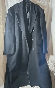 Christian Aujard Cashmere Blend Black Double Breasted Coat Men’s 2XL Trench - Picture 1 of 14