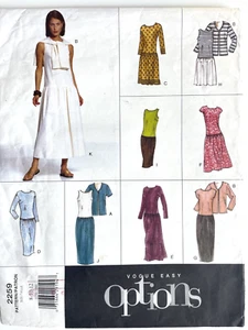 1990's VOGUE Misses' Jacket,Dress Pattern 2259 Size 8-12 UNCUT - Picture 1 of 2