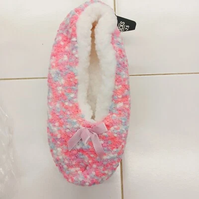 Meias chinelo femininas/meninas tamanho 4-10 Boucle pele sintética rosa - Imagem 1 de 3