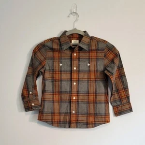 J.Crew Crewcuts Boy's Longsleeve Flannel Button Up Brown PLaid Size 4-5 NWOT - Picture 1 of 4