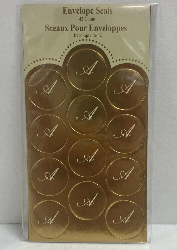 Monogram Envelope Seals Gold Initial Letter Party Favor Gift Scrapbook Stickers - Image 1 of 1