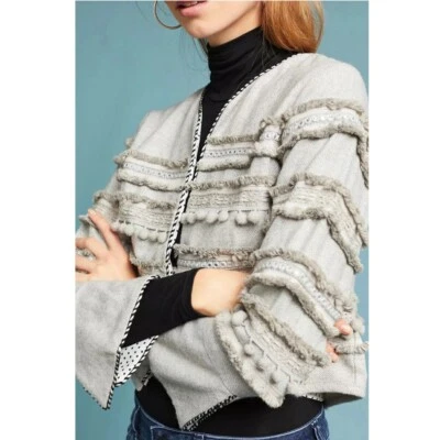 Chaqueta Harlyn Anthropologie Recortada Frente Abierto Mediana Annapolis Pom Nueva con Etiquetas Foto 1 de 4