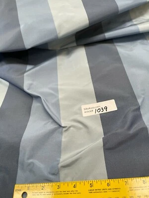 SILK TAFFETA STRIPES - STEEL, SKY BLUE/GRAY, BY THE YARD. - Image 1 of 4