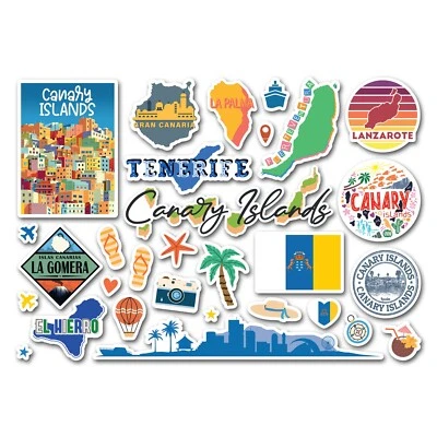 DESTINATION VINYL LTD A5 Sticker Sheet Canary Islands Vinyl Stickers - Spain Holiday Cruise #83034