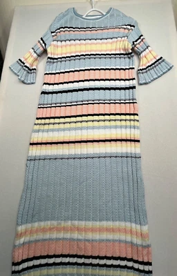 Maxi Vestido Tejido Suéter Maeve by Anthropologie Azul Rayas Talla Pequeña Foto 1 de 4