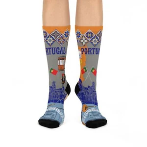 Portugal Socks Food Culture Unisex Mid Calf Crew Stretchy Comfortable Modern NEW - Picture 1 of 7