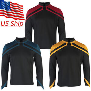 Admiral JL Picard Shirts Cosplay Male Startfleet Red Gold Blue Men Top Uniform