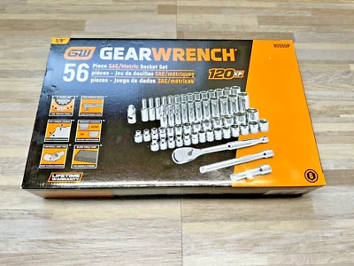GearWrench 80550P 3/8" Dr SAE/Metric 6pt Standard Deep Socket Set 120XP 56 Pc - Image 1 of 3