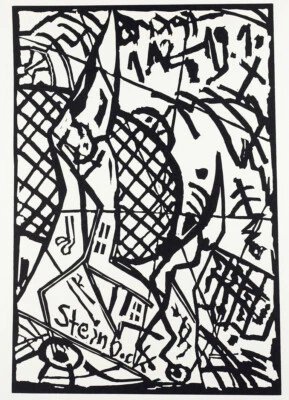 "Steinbock", 1984. Linolschnitt Werner BÜTTNER (*1954 D), handsigniert - Bild 1 von 3