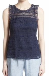 Joie Navy Crochet Lace Sleeveless Lined Top Size Small NWOT - Picture 1 of 13