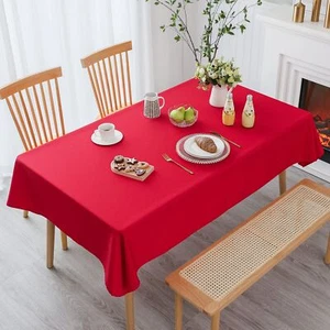 Red Tablecloth Decorative Waterproof Christmas Table Cloths 60x120 Set Of 2 Rect - Picture 1 of 7