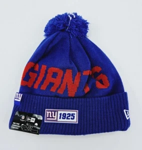 New Era NFL New York Giants 1925 Blue Knit Pom Beanie w Fleece Lining (One Size) - Picture 1 of 7