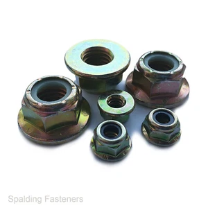UNC FLANGE NYLOC LOCK NUTS GRADE 8 ZINC YELLOW - Picture 1 of 1