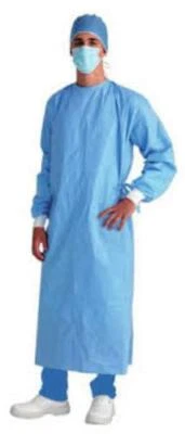 CAMICE CHIRURGICO MONOUSO COL. CELESTE CON POLSINI BIANCHI TG L - Immagine 1 di 3