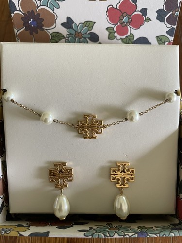 Set regalo bracciale e orecchini Tory Burch BRITTEN PEARL ?. Nuovo. Autentico.