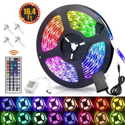 5M Flexible 3528 RGB LED SMD Strip Light Remote Fairy Lights Room TV Party Bar - Image 1 of 4