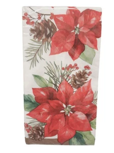 Poinsettia Perfection Paper Guest Napkins 16 Ct 3 Ply Christmas - Picture 1 of 2
