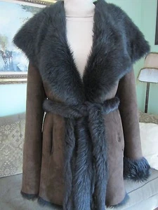 TRYST Nueva York Marrón Genuino Piel de Oveja Abrigo Chaqueta Talla M - Imagen 1 de 10