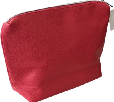 Bolso sin asas de viaje Nordstrom de cuero sintético rosa coral maquillaje cosmético nuevo F Foto 1 de 4
