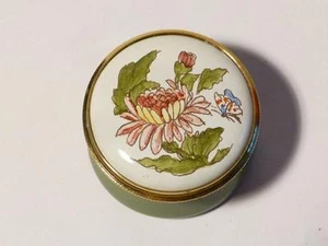 CHRYSANTHEMUM November Month Flower Staffordshire Enamels Pill Box Boxed #20 - Picture 1 of 1