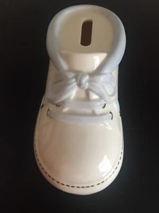 Lenox My Little Boy Shoe Bank Porcelain Blue Off White w/Stopper Gold Trim - Picture 1 of 5