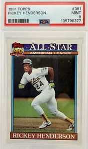 1991 topps rickey henderson 391 Psa 9 Mint Pop 74 - Bild 1 von 2