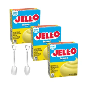 Jell-O Pudding 1oz Box(3-Pack) Mini Shovel Spoons (Zero Sugar Lemon) - Picture 1 of 1