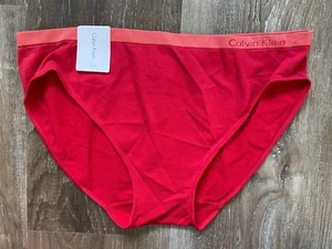 CALVIN KLEIN~NUEVO~1 Par~Rojo Ropa Interior de Bikini de Microfibra Pura Sin Costuras~XL~NUEVO CON ETIQUETAS~Rojo - Imagen 1 de 5