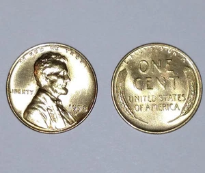 1958D 24K GOLD Plated Wheat Penny Lincoln ONE CENT - Picture 1 of 1